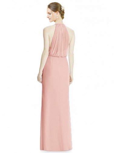 Affordable Halter Neck Trumpet Chiffon Bridesmaid Dress UK