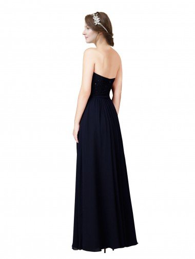 Affordable Strapless Chiffon Bridesmaids Dress with a Beaded Lace Sweetheart Bodice UK