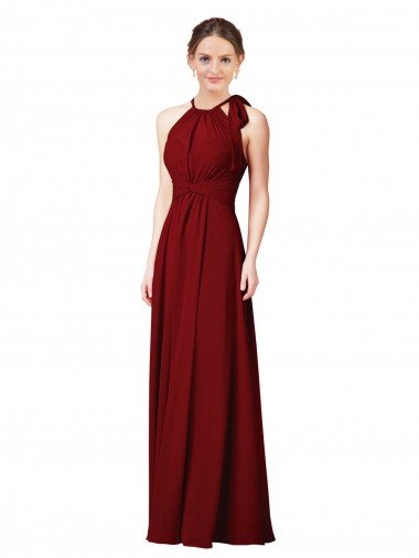 Affordable Luxe Chiffon Bridesmaid Dress with Open Slit In the Back UK