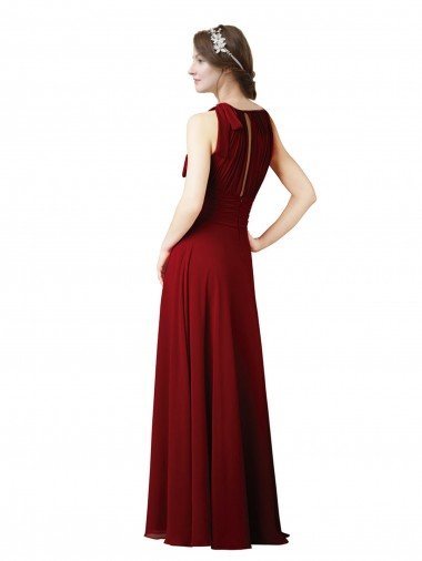 Affordable Luxe Chiffon Bridesmaid Dress with Open Slit In the Back UK