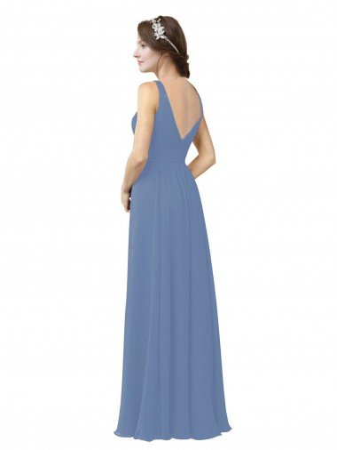 Affordable Draped V-Neck Luxe Chiffon Bridesmaid Dress UK