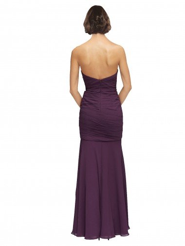 Affordable Full Length Chiffon Bridesmaid Dress with Sweetheart Neckline and Ruffles UK