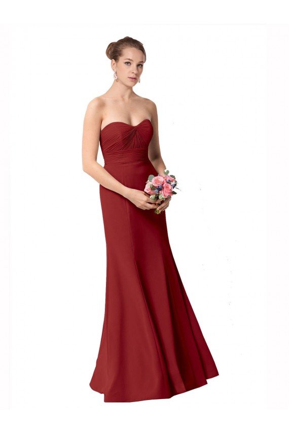 Affordable Full Length Sweetheart Chiffon Bridesmaid Dress with Ruched Bodice UK