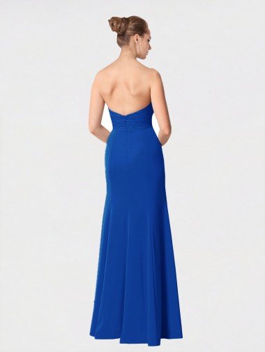 Affordable Full Length Sweetheart Chiffon Bridesmaid Dress with Ruched Bodice UK