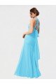 Affordable Long Halter Chiffon Bridesmaid Dress with Dropped Waist UK