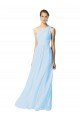 Affordable One Shoulder Long Chiffon Bridesmaid Dress with Shirred Bodice and Front Keyhole UK