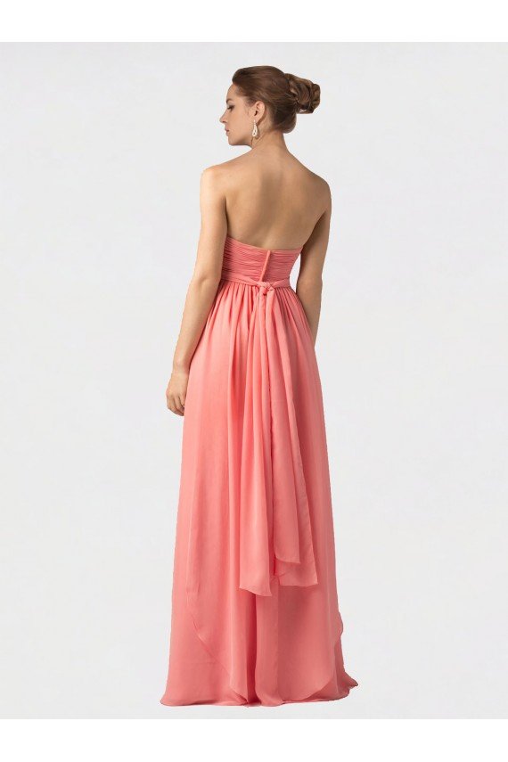 Affordable Shirred Bodice Full Length Long Chiffon Bridesmaid Dress UK