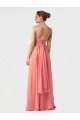 Affordable Shirred Bodice Full Length Long Chiffon Bridesmaid Dress UK