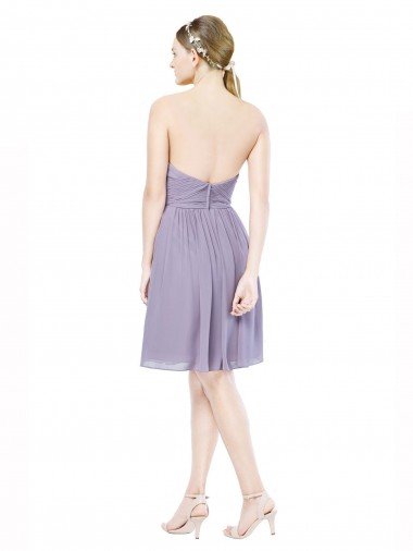 Affordable Short Sweetheart Knee Length Chiffon Cocktail Bridesmaid Dress with Open Back UK