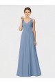 Affordable Long Chiffon Bridesmaid Dress with Sweetheart Neckline and Wide Straps UK