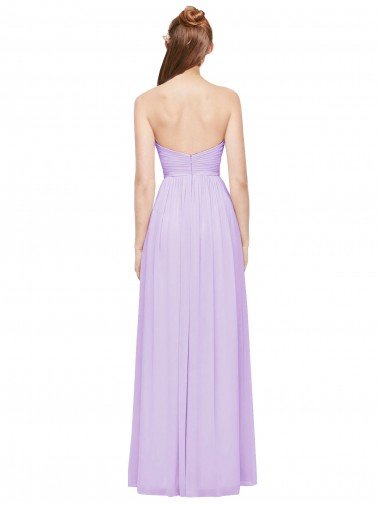Affordable Strapless Mermaid Chiffon Bridesmaid Dress WITH High Side Slit and Ruffles UK