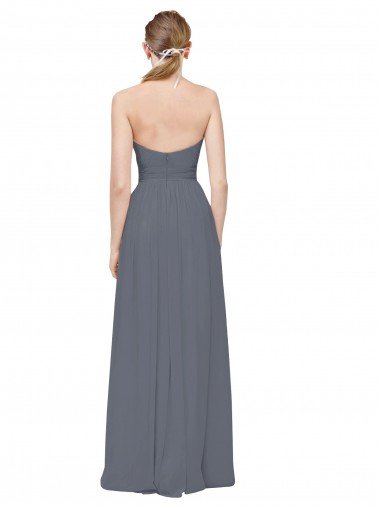 Affordable Twisted Waist Pleats Sweetheart Long Chiffon Bridesmaid Dress UK