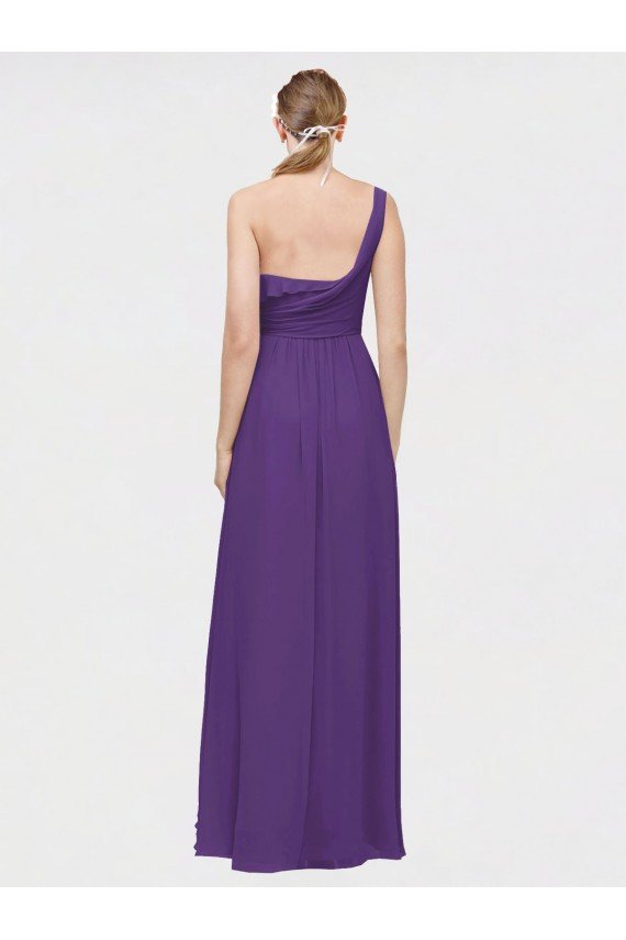 Affordable One Shoulder High Low Chiffon Bridesmaid Dress with Wrap Waist UK