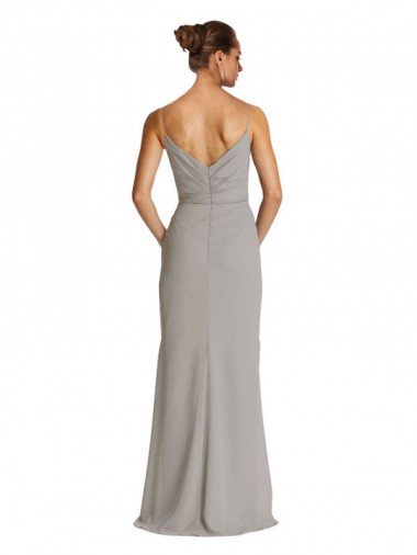 Affordable Long Chiffon A-Line Bridesmaid Dress with Criss-Cross Draped Bodice UK