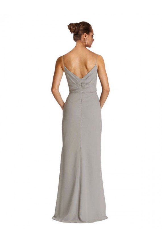 Affordable Long Chiffon A-Line Bridesmaid Dress with Criss-Cross Draped Bodice UK