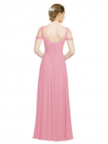 Affordable Sweetheart Long Chiffon Bridesmaid Dress with Off the Shoulder Straps UK