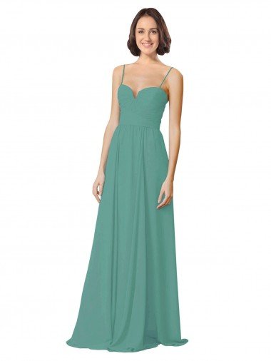 Affordable Spaghetti Straps Sweetheart A-Line Chiffon Bridesmaid Dress UK