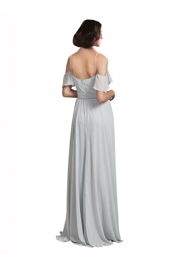 Affordable Off the Shoulder Spaghetti Strap Long Chiffon Bridesmaids Dress UK