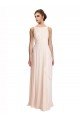 Affordable High Neck Chiffon Bridesmaid Dress with Deep V-Back and Cascading Skirt UK