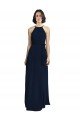 Affordable High Neckline Floor Length Chiffon Bridesmaid Dress with Belt UK