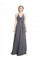 Affordable Spaghetti Strap Long Chiffon Bridesmaids Dress with Halter Cowl Neck UK