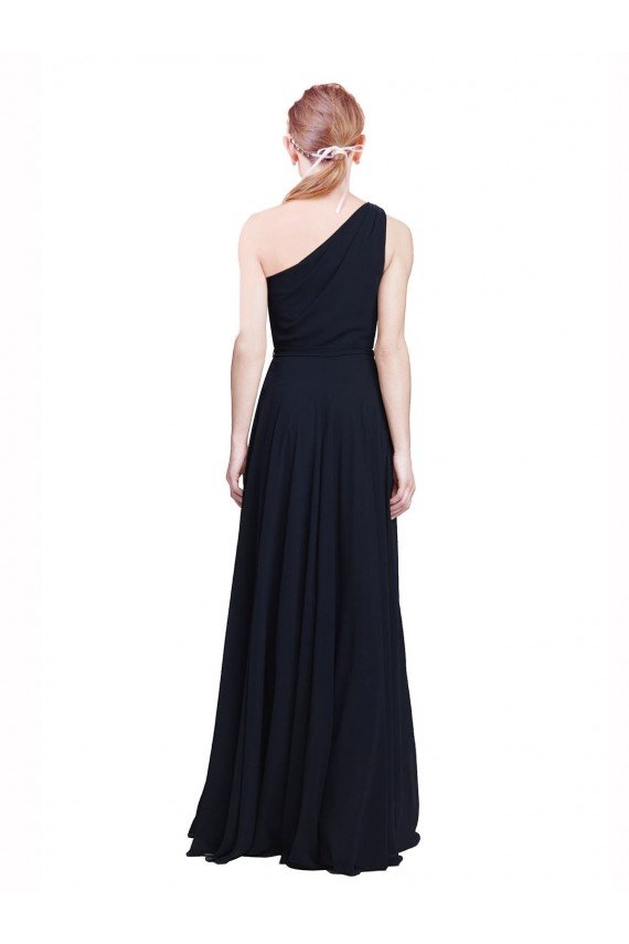 Affordable Long Chiffon Bridesmaid Dress with One Shoulder Neckline And Belt UK