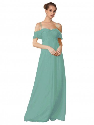 Affordable Hand-Ruched Chiffon Bridesmaid Dress with Flutter Sleeves UK