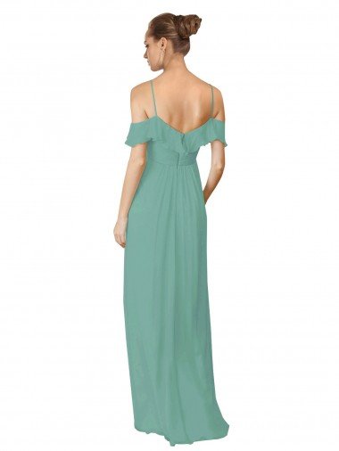 Affordable Hand-Ruched Chiffon Bridesmaid Dress with Flutter Sleeves UK