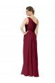 Affordable Draped One Shoulder Long Floor Length Chiffon Bridesmaid Dress UK