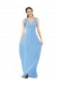 Affordable Long V-Neckline Chiffon Bridesmaid Dress with Twisted Waist UK