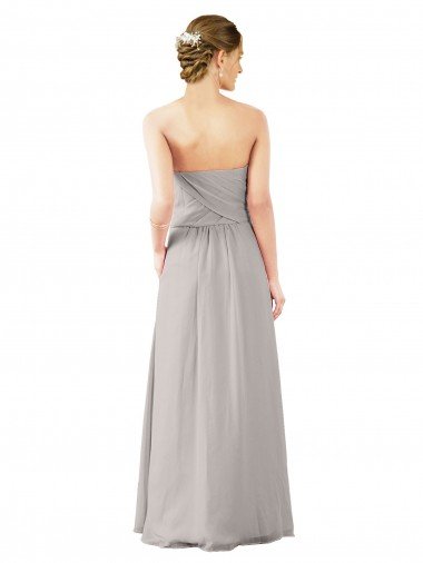 Affordable Twisted Strapless Sweetheart Neckline Long Chiffon Bridesmaid Dress UK