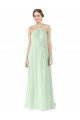 Affordable Front halter Neckline and Deep Back Long Chiffon Bridesmaid Dress UK