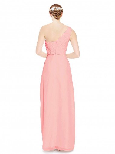 Affordable One Shoulder Sweetheart Neckline Long Chiffon Bridesmaid Dress UK