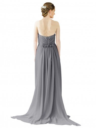 Affordable Long Chiffon Bridesmaid Dress with Sweetheart Neckline and Flowing Back UK
