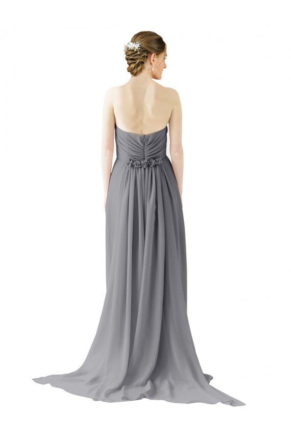 Affordable Long Chiffon Bridesmaid Dress with Sweetheart Neckline and Flowing Back UK