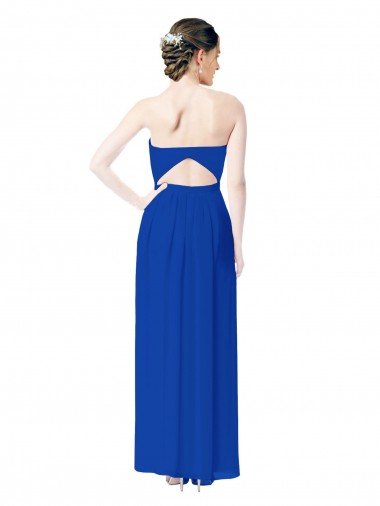 Affordable Strapless Sweetheart Keyhole Back Long Chiffon Bridesmaid Dress UK