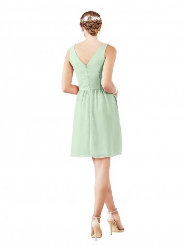 Affordable v-Neckline Short Knee Length Chiffon Cocktail Bridesmaid Dress UK