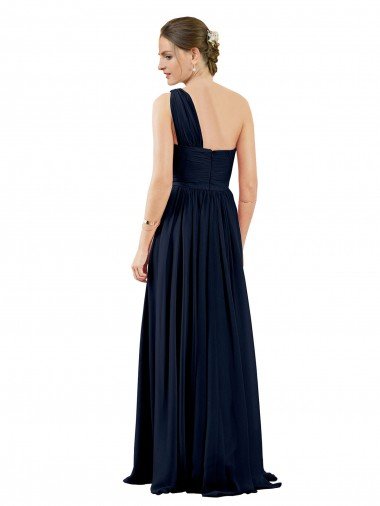 Affordable Draped One Shoulder Strapless Chiffon Bridesmaid Dress UK