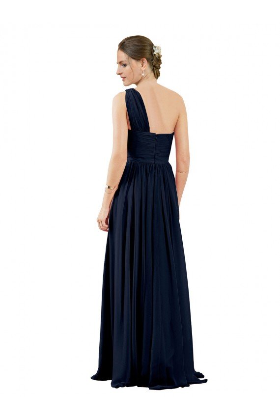 Affordable Draped One Shoulder Strapless Chiffon Bridesmaid Dress UK