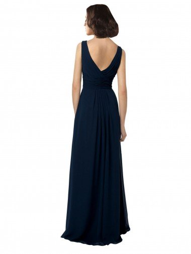 Affordable Chiffon Sleeveless Bridesmaid Dress with V Front and Back UK
