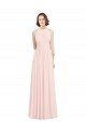 Affordable Sleeveless Chiffon High Neck Bridesmaid Dress with Diagonal Pleats UK