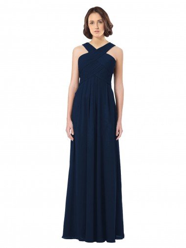 Affordable Long Chiffon Bridesmaid Dress V-Neck Top UK