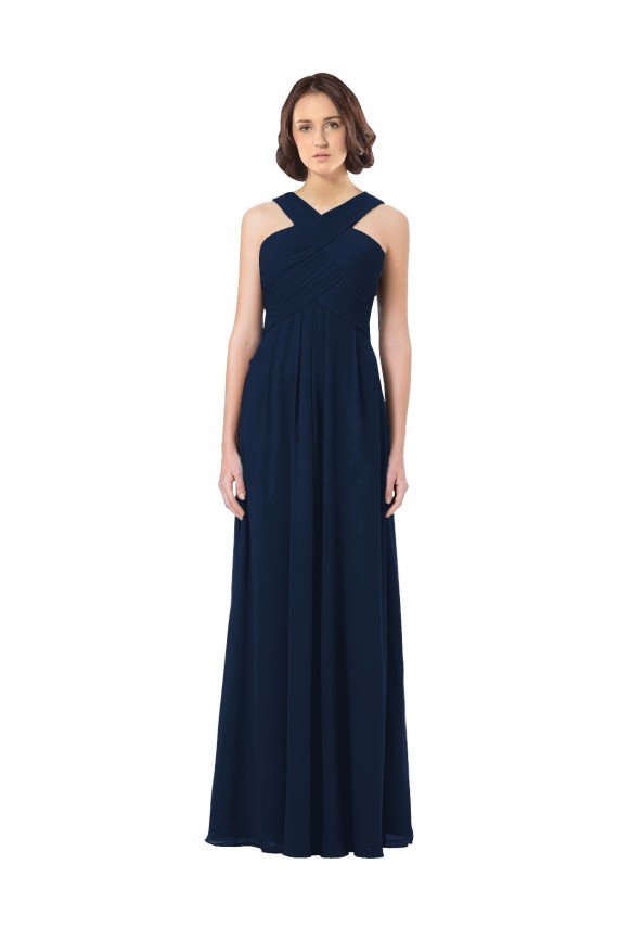 Affordable Long Chiffon Bridesmaid Dress V-Neck Top UK