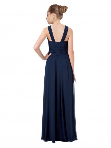 Affordable Long Chiffon Bridesmaid Dress V-Neck Top UK
