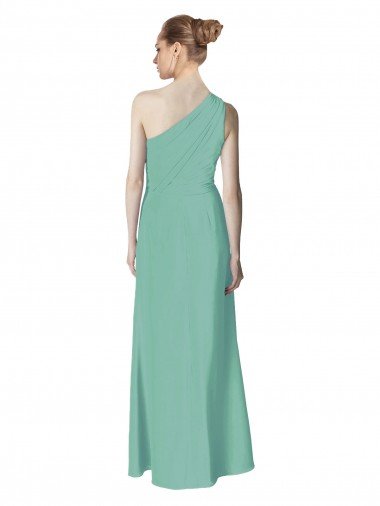 Affordable Long Chiffon One Shoulder Full Length Bridesmaid Dress UK