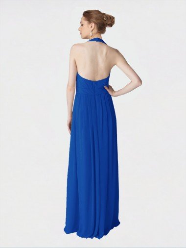 Affordable Long Full Length Chiffon Halter Bridesmaid Dress UK