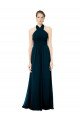 Affordable Keyhole Back Long Chiffon Halter Dress with Halter Straps Cross Neck UK