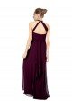 Affordable Keyhole Back Long Chiffon Halter Dress with Halter Straps Cross Neck UK