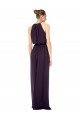 Affordable High Neck Long Chiffon Halter Bridesmaid Dress with Drape Chiffon Overlay UK
