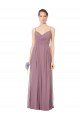 Affordable V-Neck Spaghetti Strap Open Back Long Chiffon Bridesmaid Dress UK